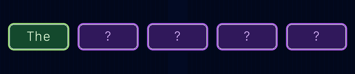 Animated autoregressive token row filling one token at a time